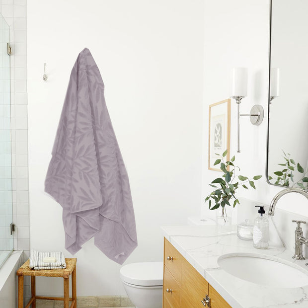 Mauve Leaf- Dermbrandt Premium Bath Towels with Loofah