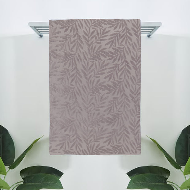 Mauve Leaf- Dermbrandt Premium Bath Towels with Loofah