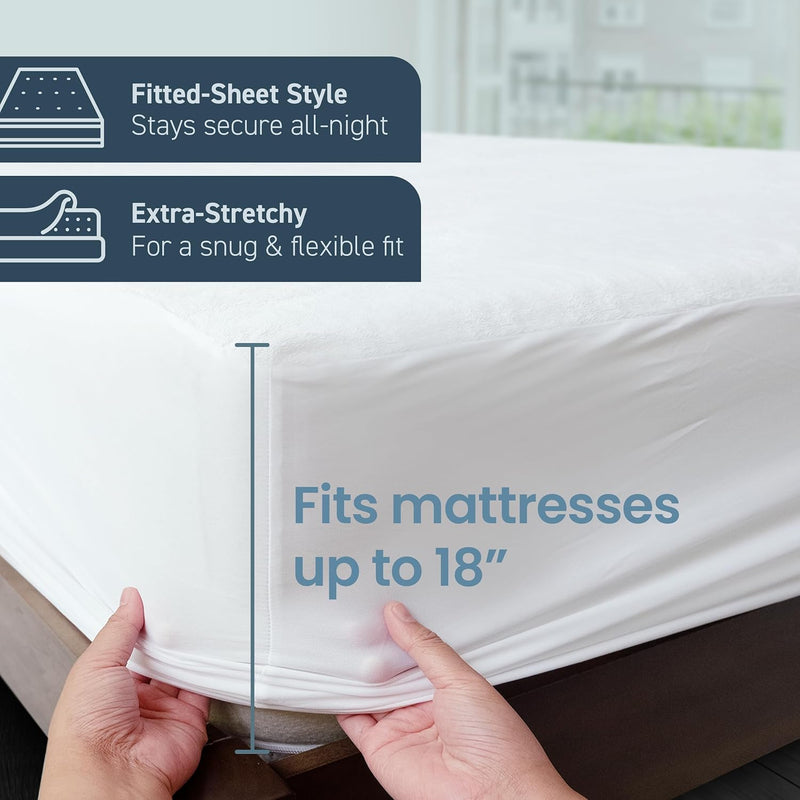 Cotton Terry Mattress Protector - White