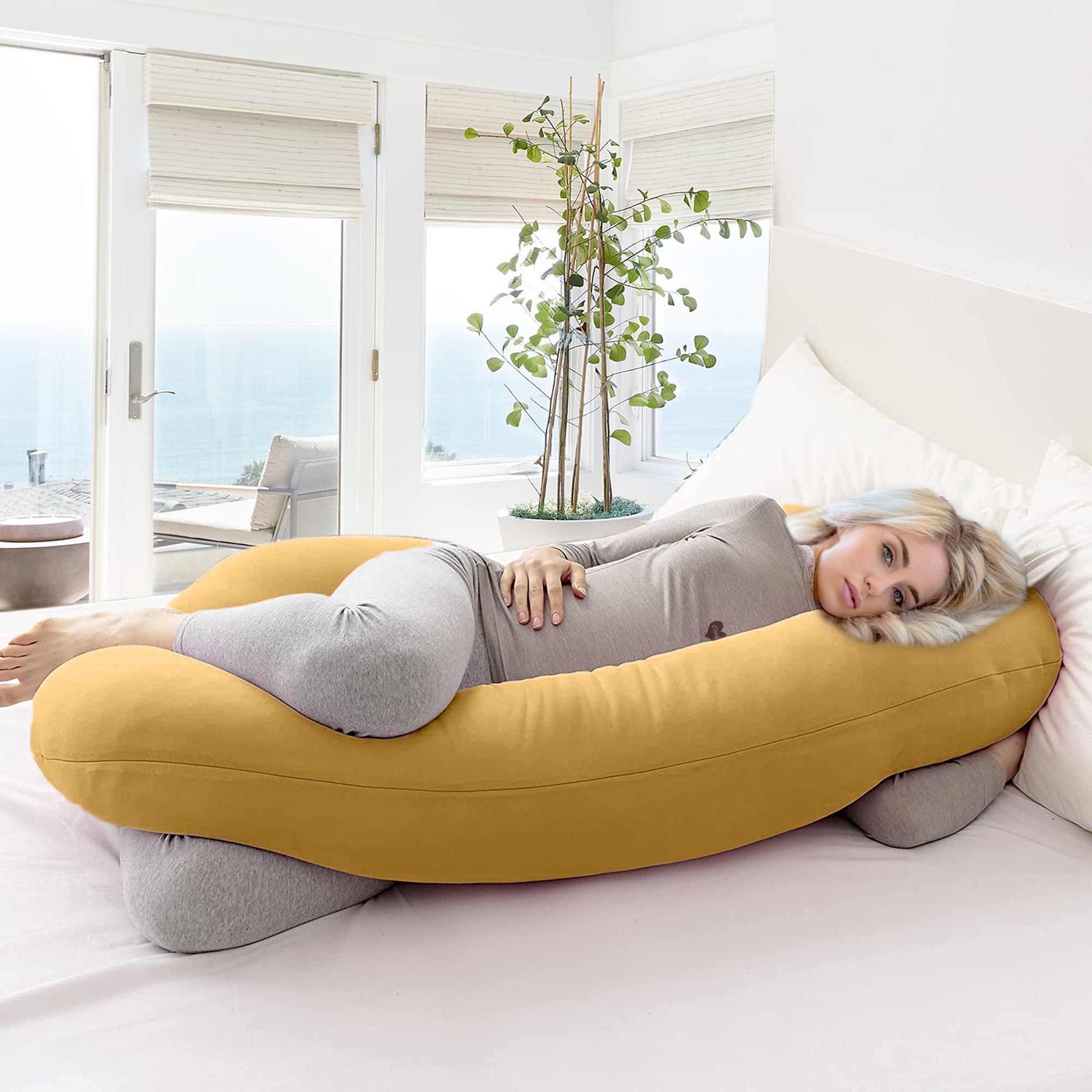 Mustard- C Premium LYTE Pregnancy Body Pillow | Maternity Pillow