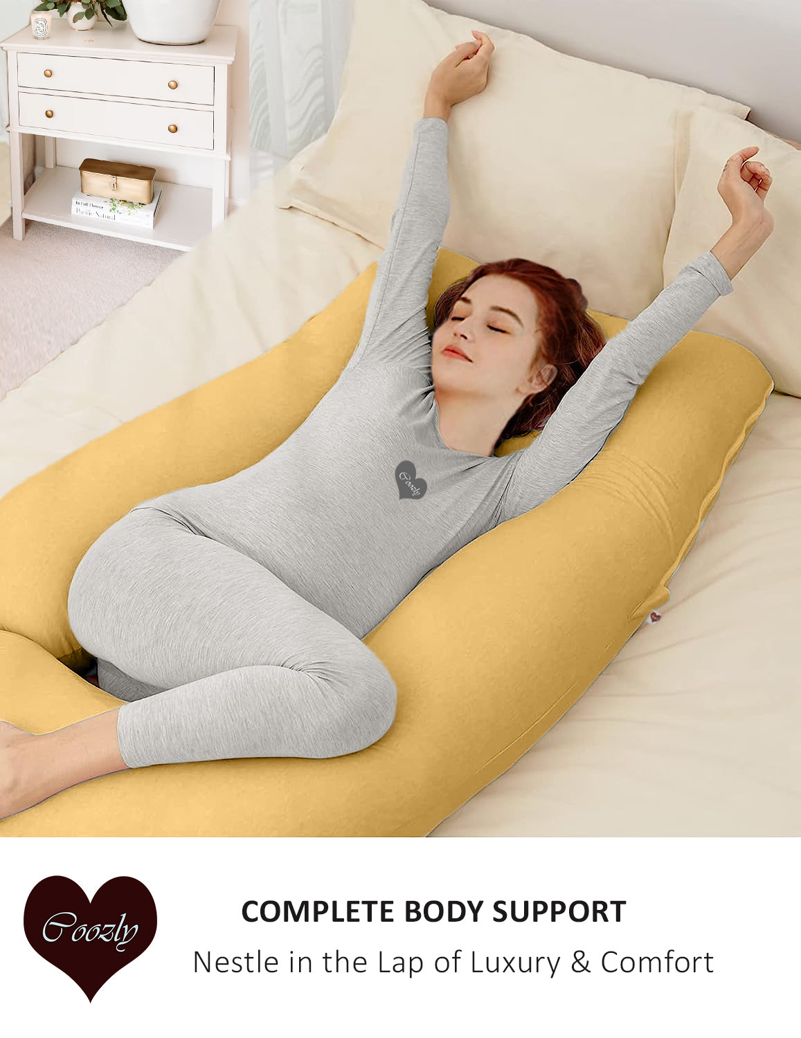 Mustard-Coozly Belly Back Pregnancy Pillow