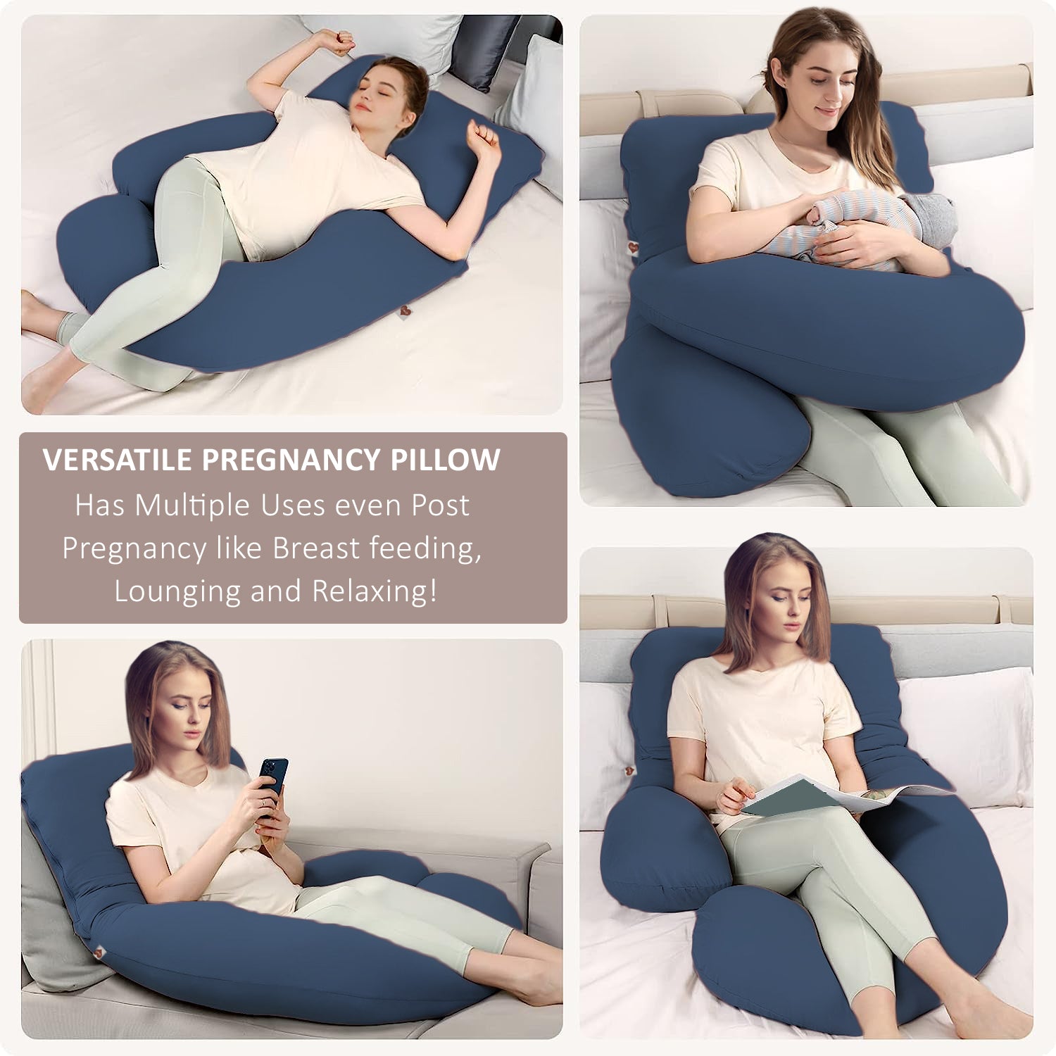 Navy-Coozly Belly Back Pregnancy Pillow