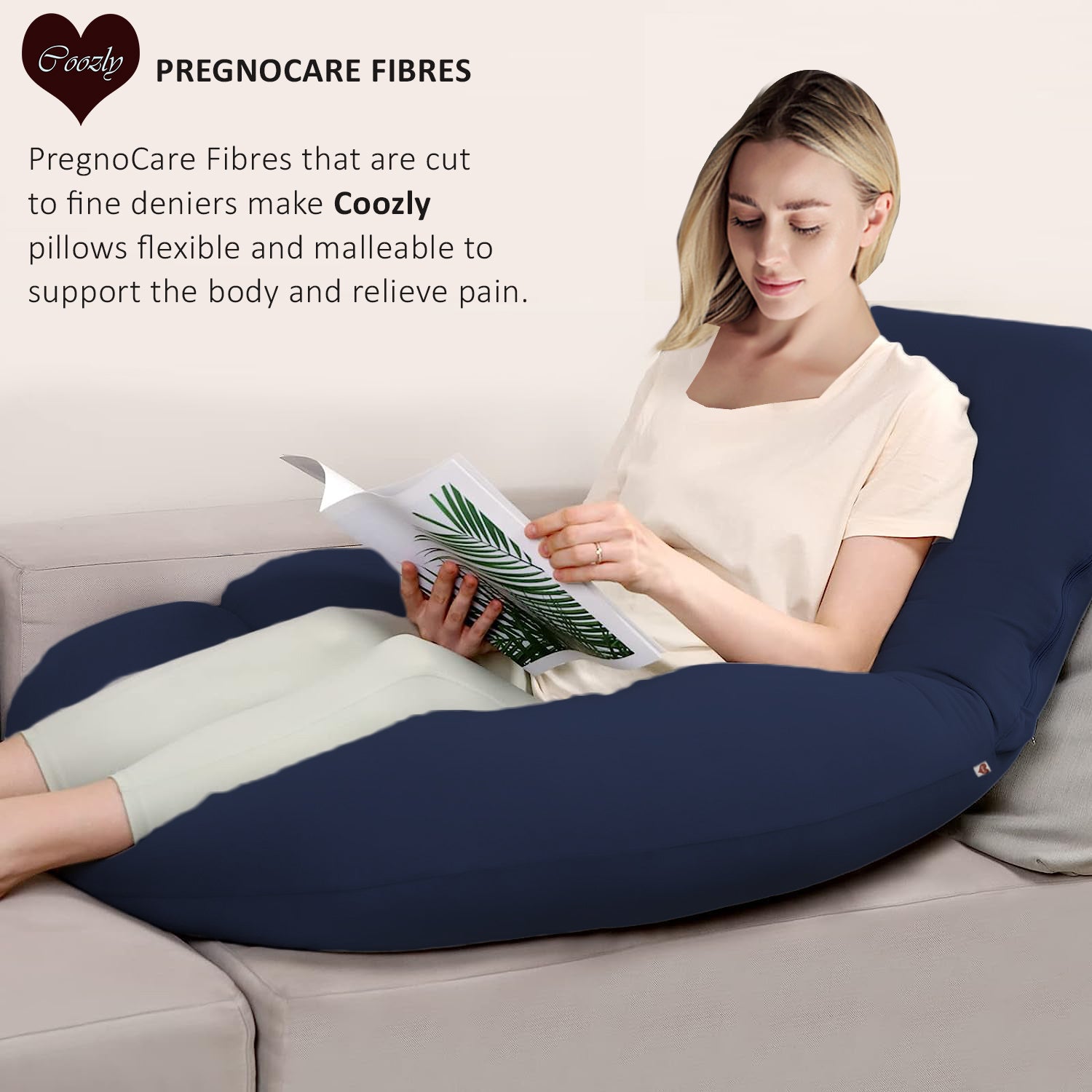 Navy-Coozly Belly Back Pregnancy Pillow