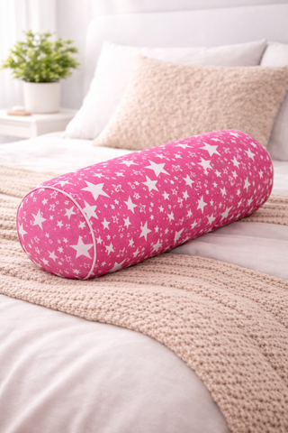 Bolster Pillow With Removable Cover - Pink Star