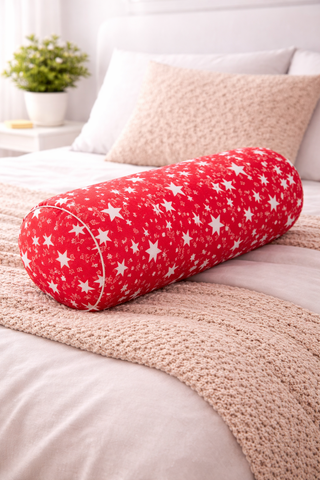 Bolster Pillow With Removable Cover - Red Star