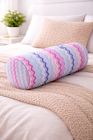 Bolster Pillow With Removable Cover - Pink Chevron