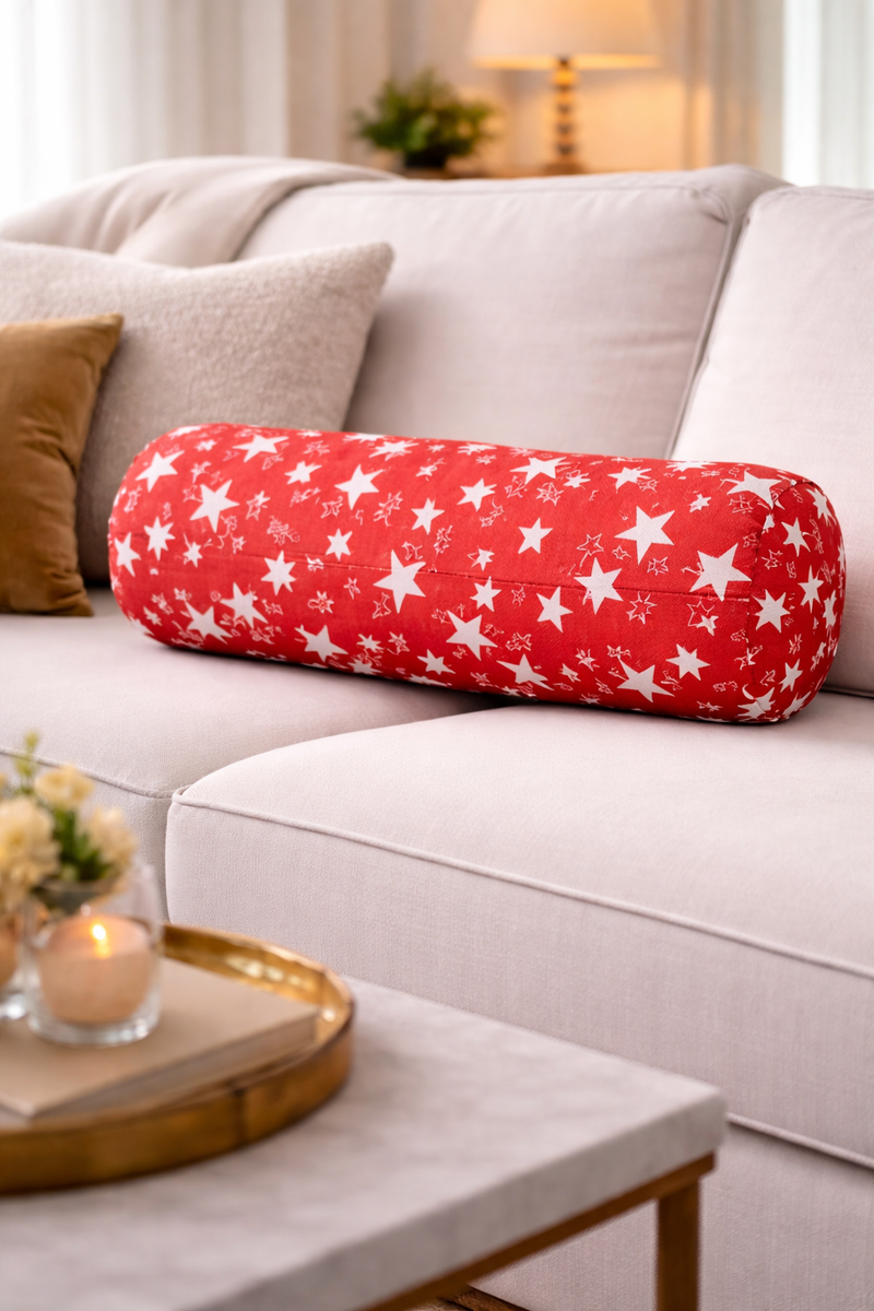 Bolster Pillow With Removable Cover - Red Star