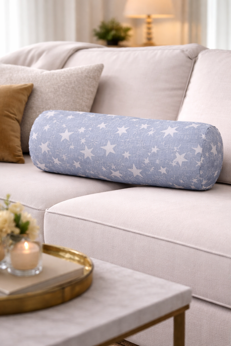 Bolster Pillow With Removable Cover - Grey Star