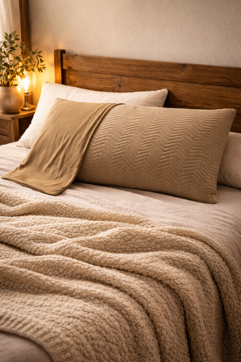 Coozly Weighted Pillow Beige- 20 X 36 inches | All season