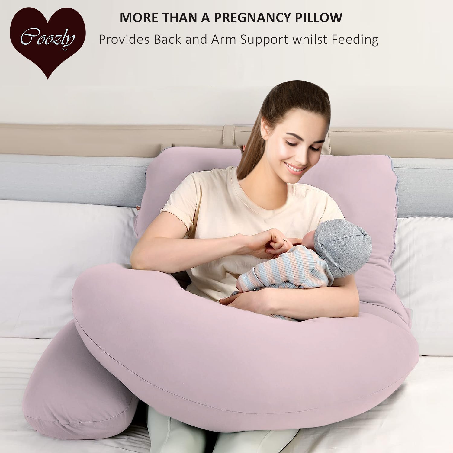 Light Pink - Coozly Belly Back Pregnancy Pillow