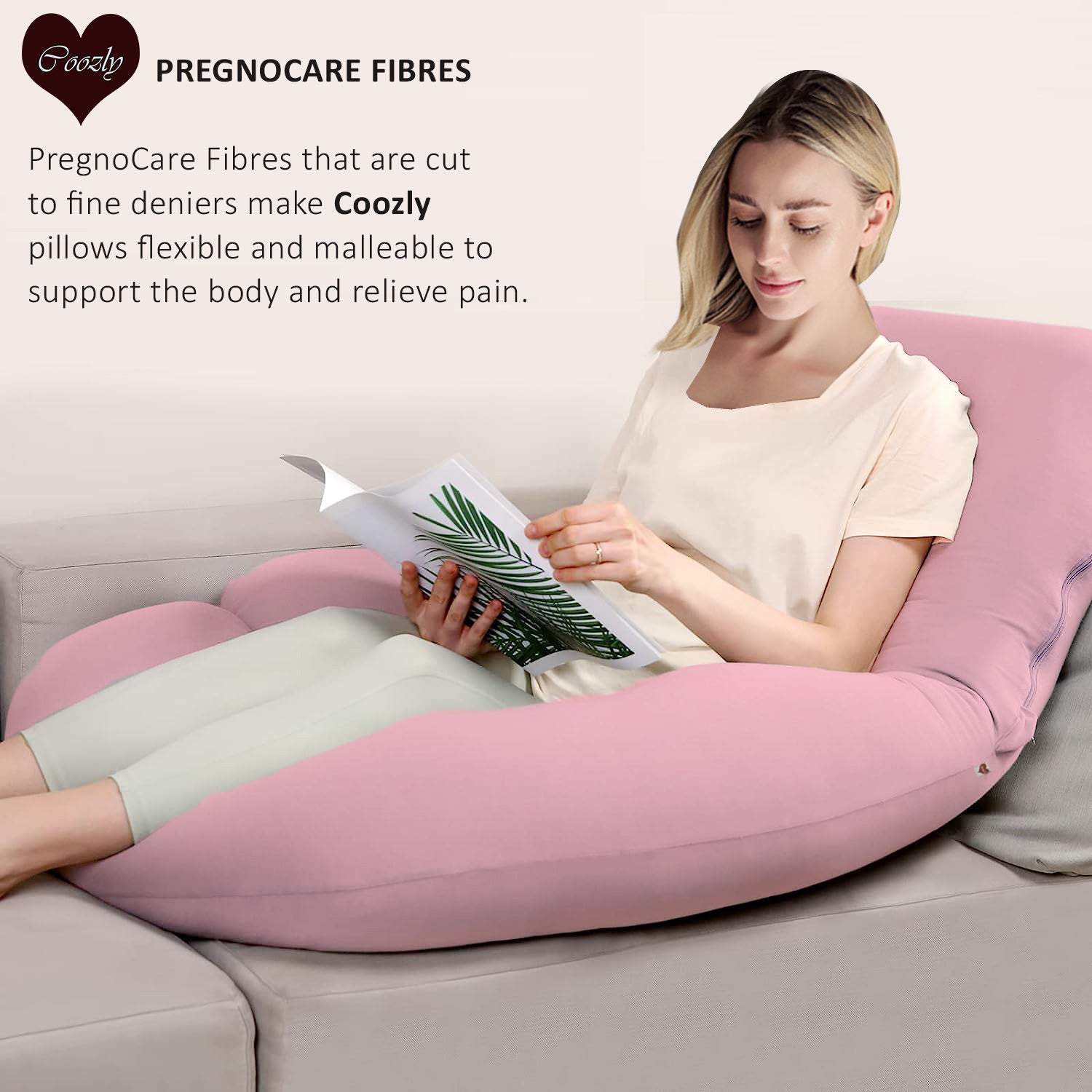 Light Pink - Coozly Belly Back Pregnancy Pillow