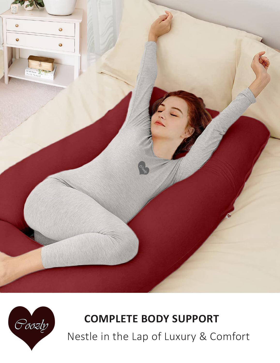 Red-Coozly Belly Back Pregnancy Pillow