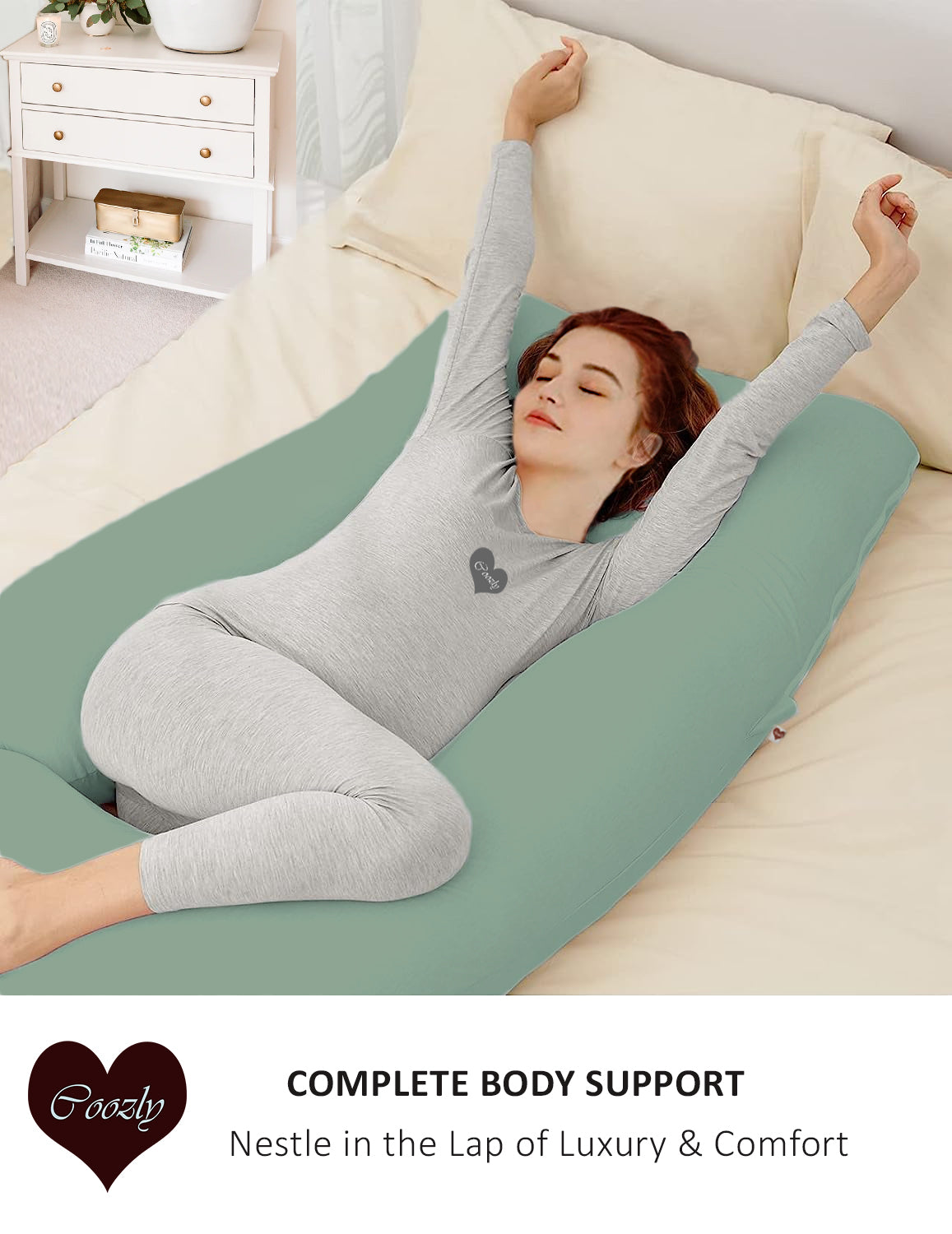 Sage-Coozly Belly Back Pregnancy Pillow