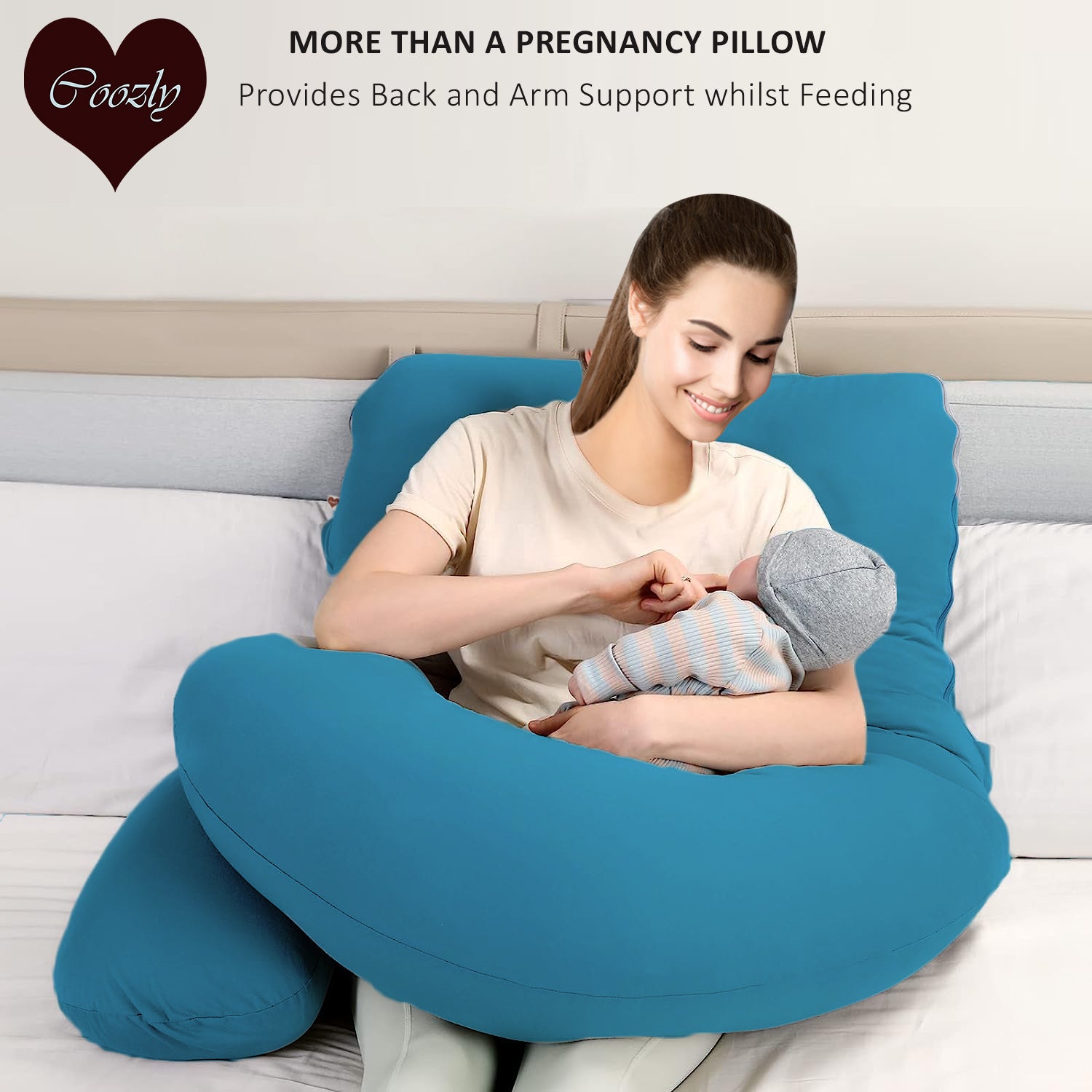 Turquoise-Coozly Belly Back Pregnancy Pillow