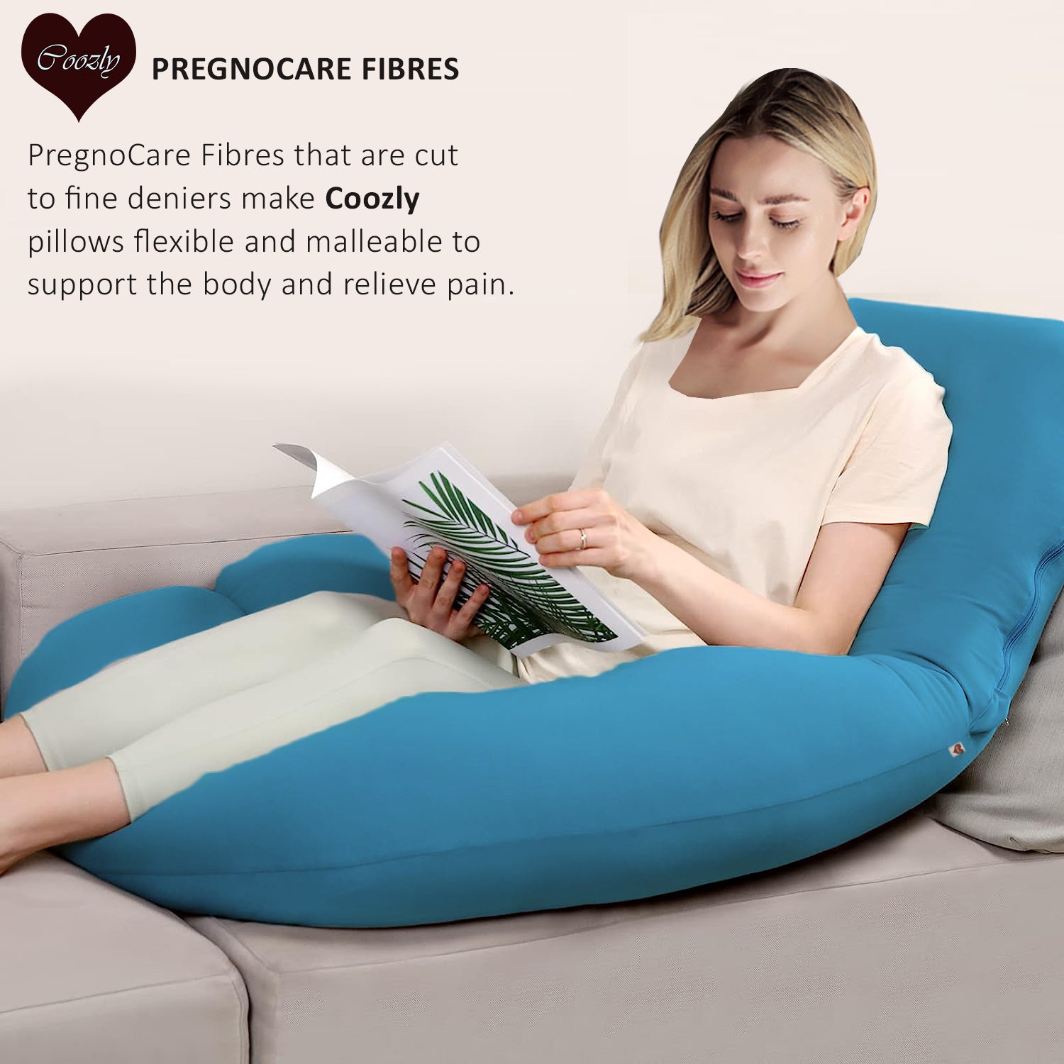 Turquoise-Coozly Belly Back Pregnancy Pillow