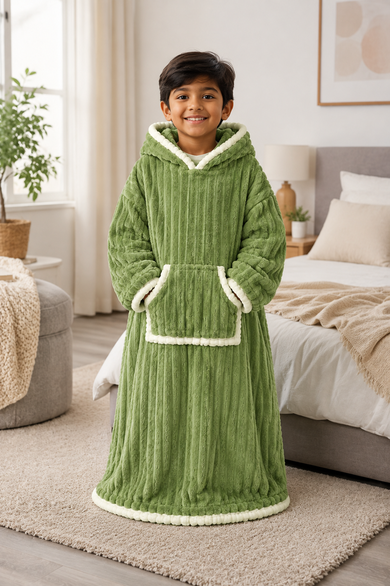 Green Coozly Premium Wearable Blanket | Ultra Soft Double-Sided Fur Blanket Hoodie | Oversized Hooded Blanket with Pocket | Cozy Lounging & Sleeping Blanket | Baby, Teen & Adult