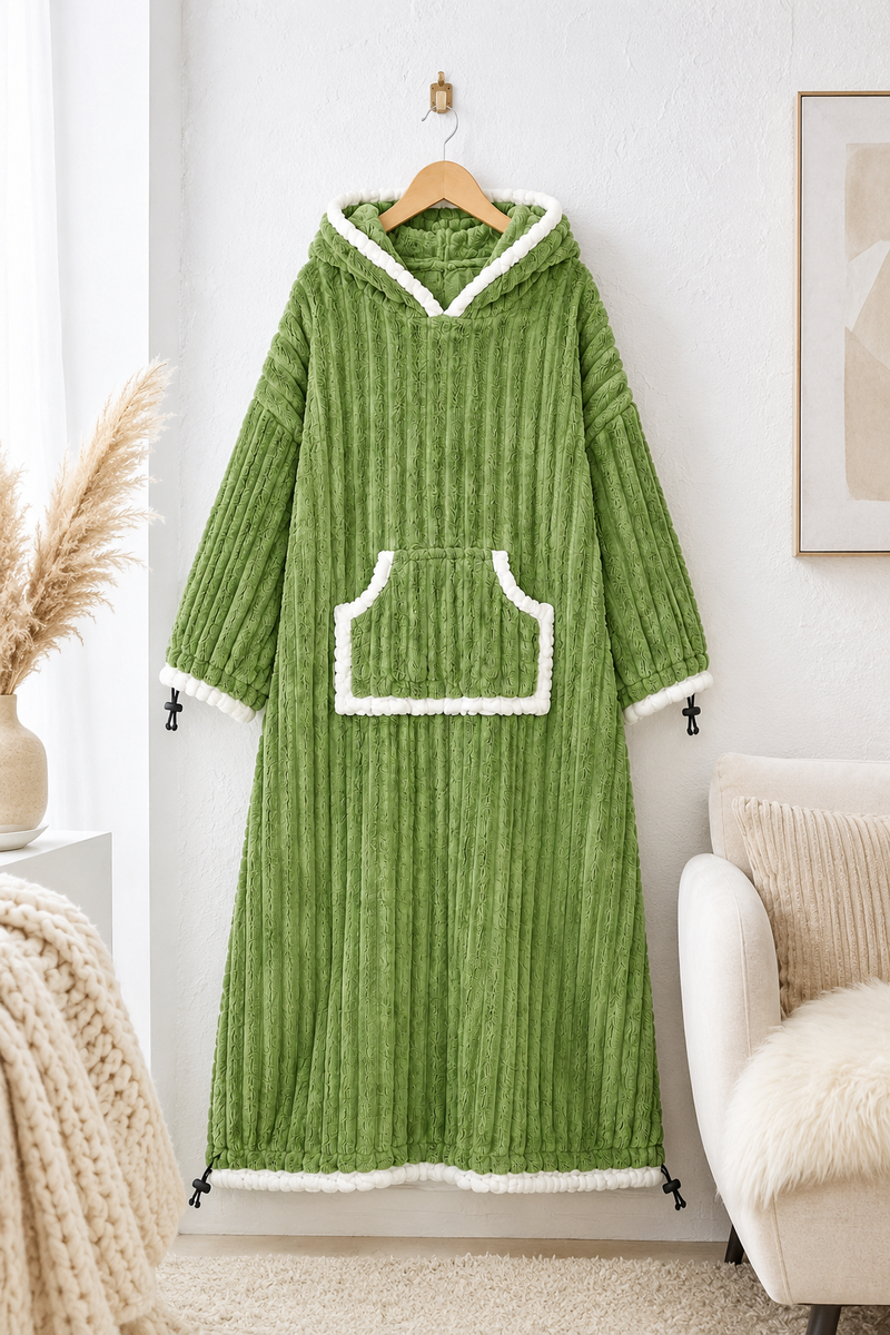Green Coozly Premium Wearable Blanket | Ultra Soft Double-Sided Fur Blanket Hoodie | Oversized Hooded Blanket with Pocket | Cozy Lounging & Sleeping Blanket | Baby, Teen & Adult
