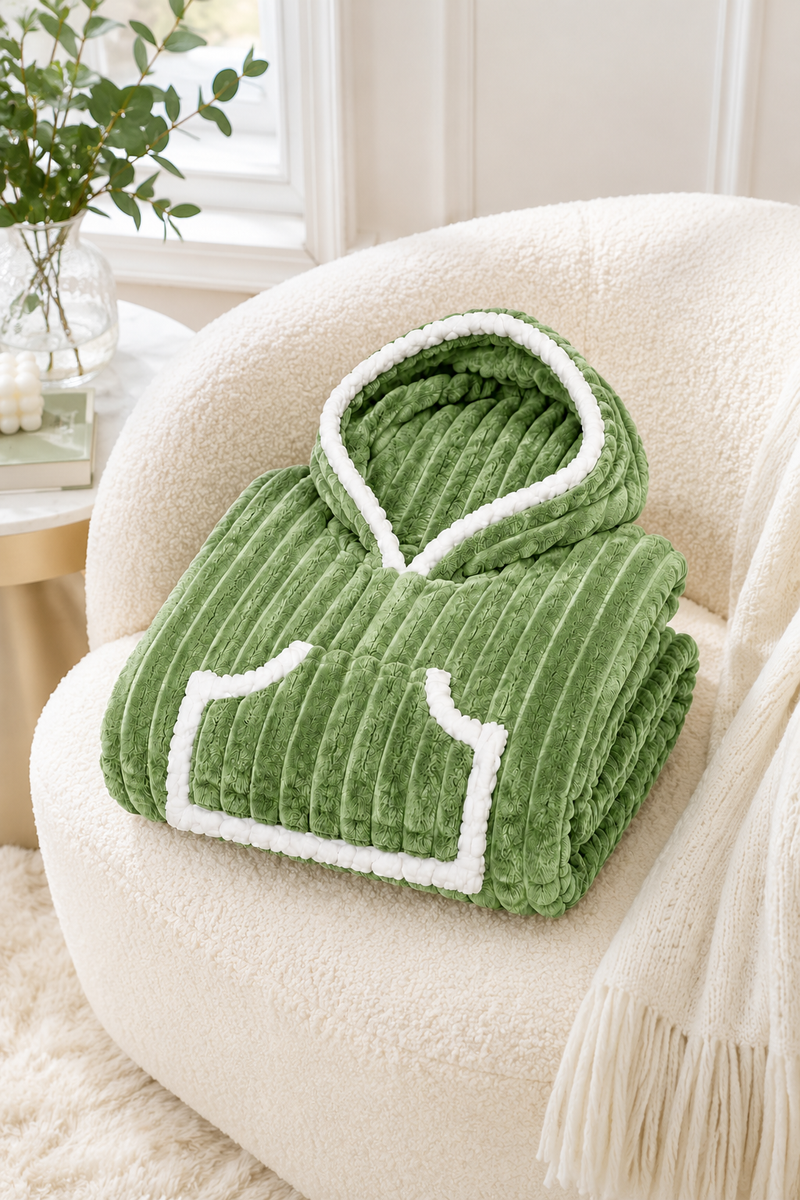 Green Coozly Premium Wearable Blanket | Ultra Soft Double-Sided Fur Blanket Hoodie | Oversized Hooded Blanket with Pocket | Cozy Lounging & Sleeping Blanket | Baby, Teen & Adult