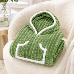 Green Coozly Premium Wearable Blanket | Ultra Soft Double-Sided Fur Blanket Hoodie | Oversized Hooded Blanket with Pocket | Cozy Lounging & Sleeping Blanket | Baby, Teen & Adult