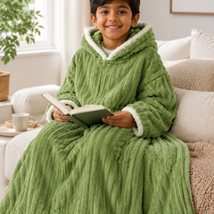 Green Coozly Premium Wearable Blanket | Ultra Soft Double-Sided Fur Blanket Hoodie | Oversized Hooded Blanket with Pocket | Cozy Lounging & Sleeping Blanket | Baby, Teen & Adult