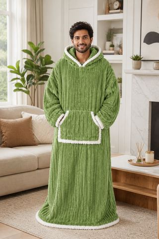 Green Coozly Premium Wearable Blanket | Ultra Soft Double-Sided Fur Blanket Hoodie | Oversized Hooded Blanket with Pocket | Cozy Lounging & Sleeping Blanket | Baby, Teen & Adult