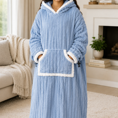 Blue Coozly Premium Wearable Blanket | Ultra Soft Double-Sided Fur Blanket Hoodie | Oversized Hooded Blanket with Pocket | Cozy Lounging & Sleeping Blanket | Baby, Teen & Adult