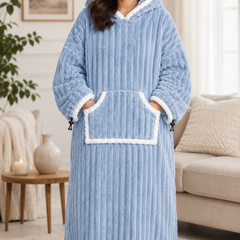 Blue Coozly Premium Wearable Blanket | Ultra Soft Double-Sided Fur Blanket Hoodie | Oversized Hooded Blanket with Pocket | Cozy Lounging & Sleeping Blanket | Baby, Teen & Adult
