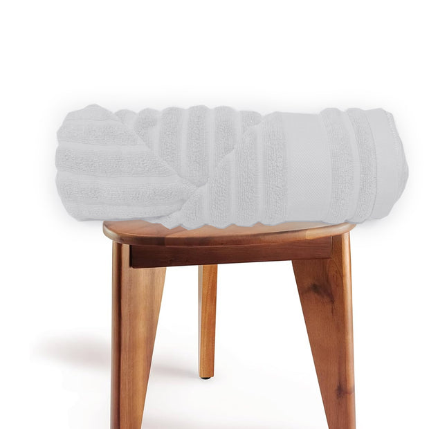 White Striped- Dermbrandt Premium Bath Towels with Loofah