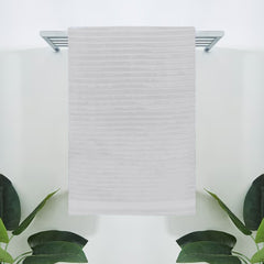White Striped- Dermbrandt Premium Bath Towels with Loofah
