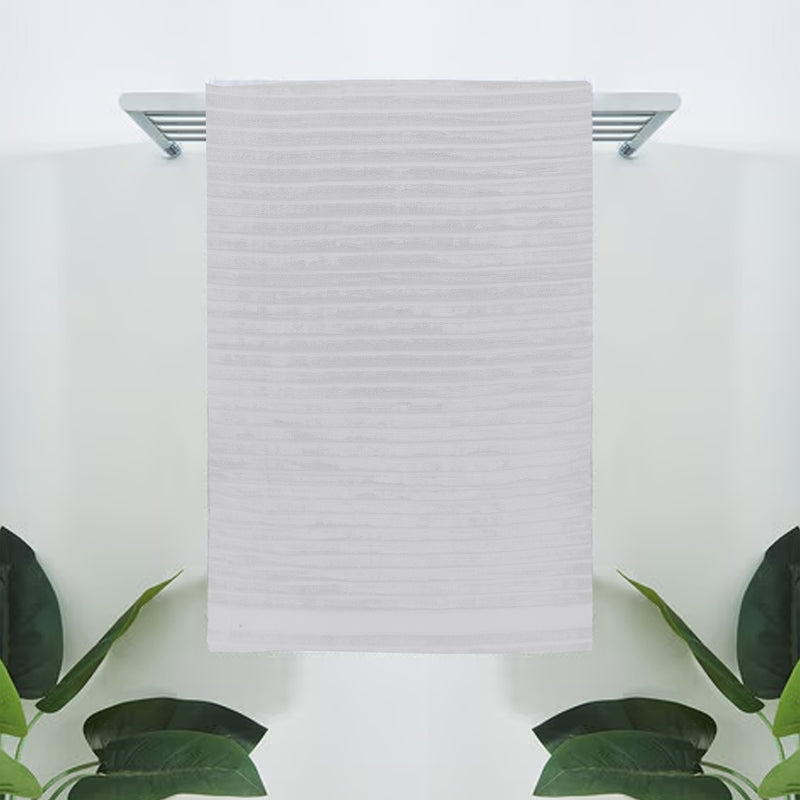White Striped- Dermbrandt Premium Bath Towels with Loofah