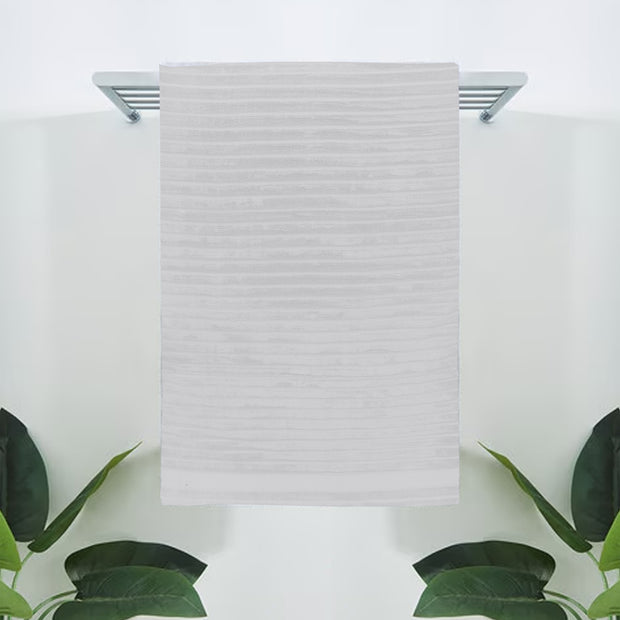 White Striped- Dermbrandt Premium Bath Towels with Loofah
