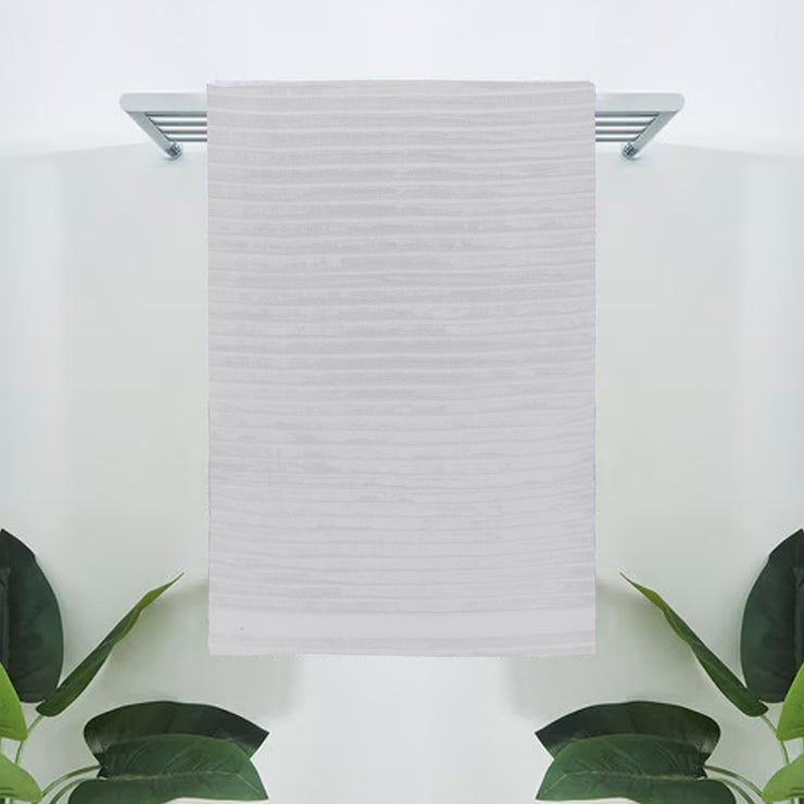 White Striped- Dermbrandt Premium Bath Towels with Loofah