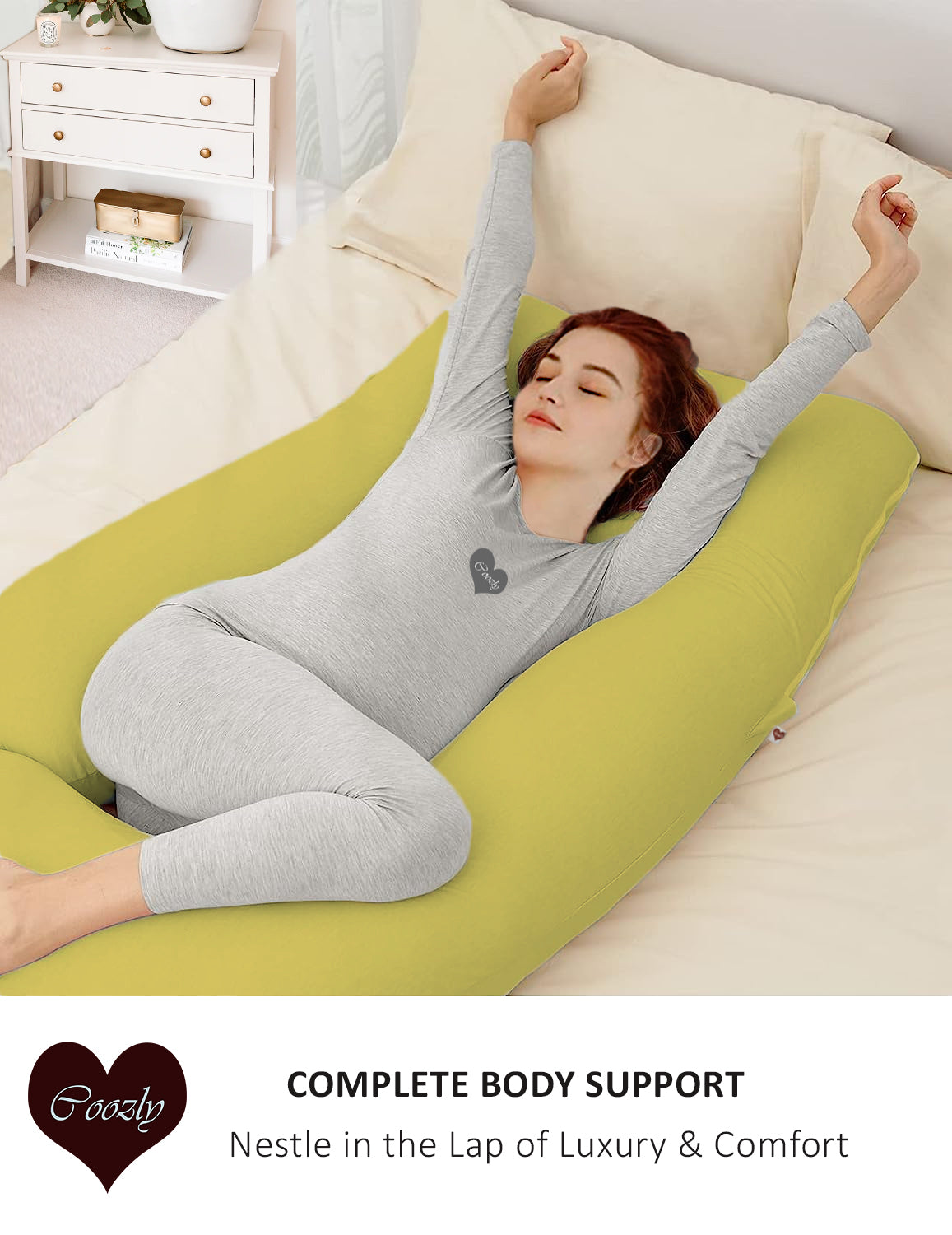 Yellow-Coozly Belly Back Pregnancy Pillow