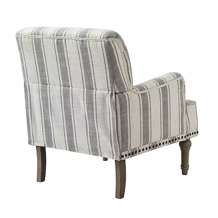 Striped Grey White Accent Chair