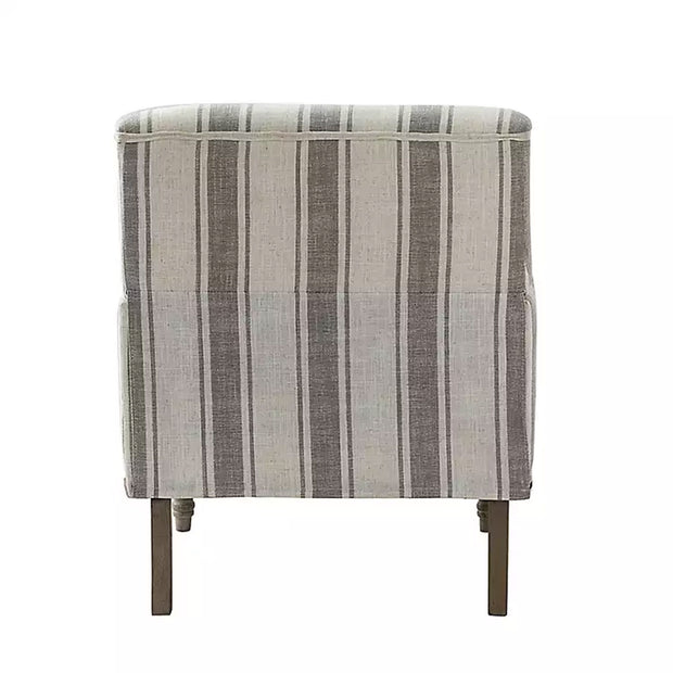 Striped Grey White Accent Chair