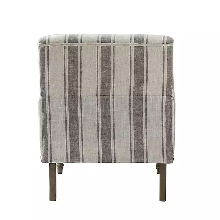 Striped Grey White Accent Chair