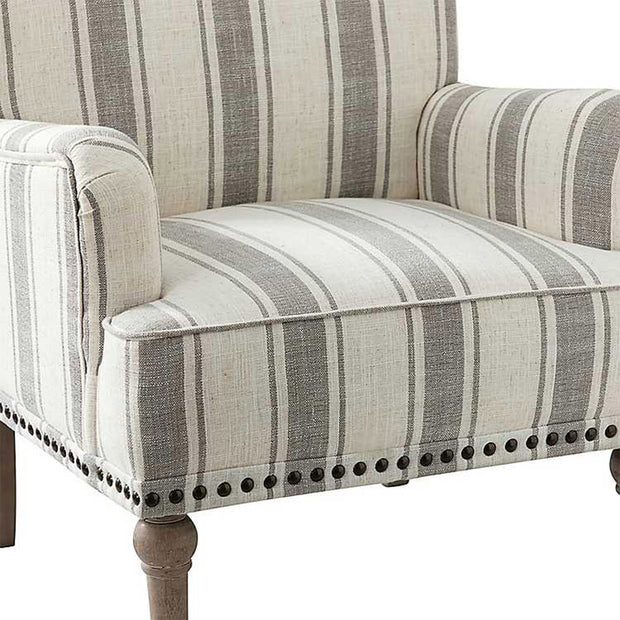 Striped Grey White Accent Chair