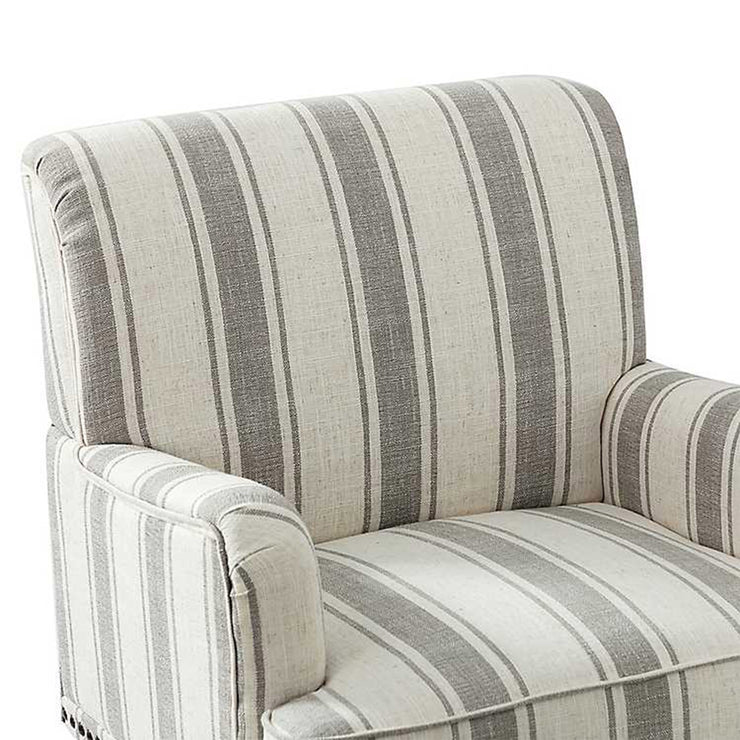 Striped Grey White Accent Chair
