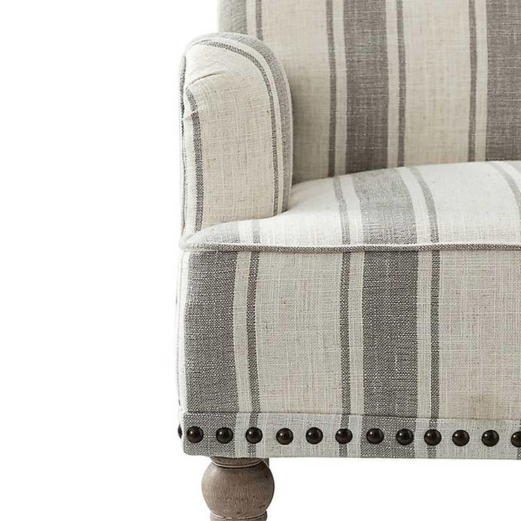Striped Grey White Accent Chair