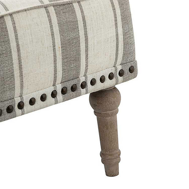 Striped Grey White Accent Chair