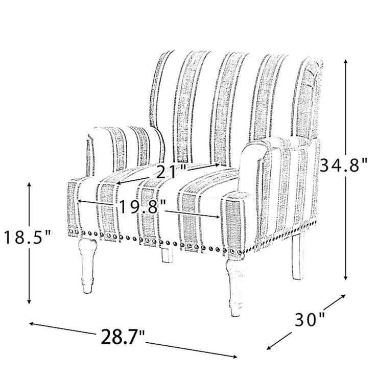 Striped Grey White Accent Chair
