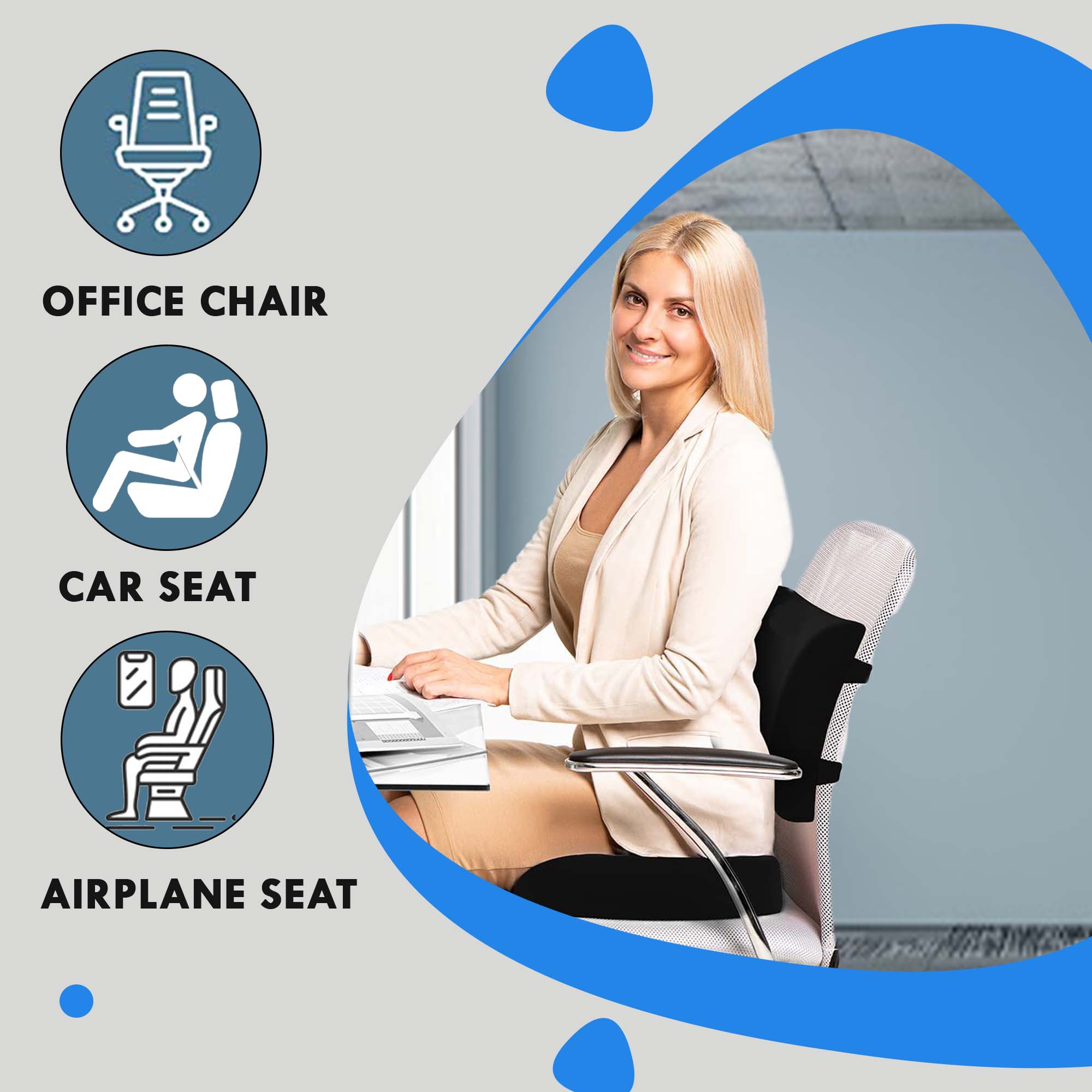 Coccyx Orthopedic Seat Cushions for Relief from Lower Back, Sciatica, Tailbone, Lumbar Pain