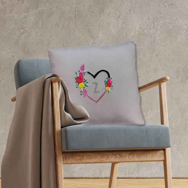 Heart Hand Embroidered Cushion