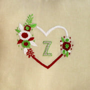 Floral Heart Hand Embroidered Cushion