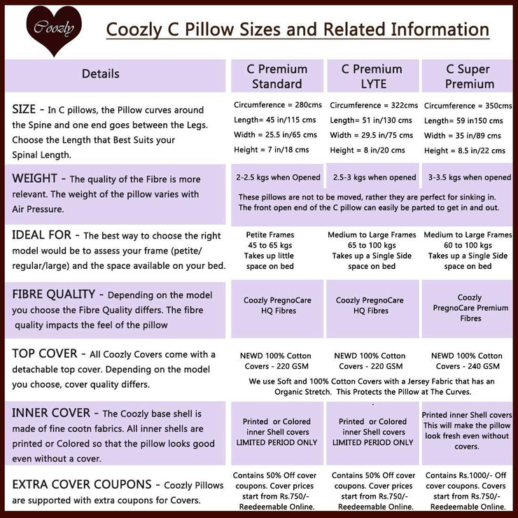 Purple-Coozly C Basic Pregnancy Body Pillow | Maternity Pillow