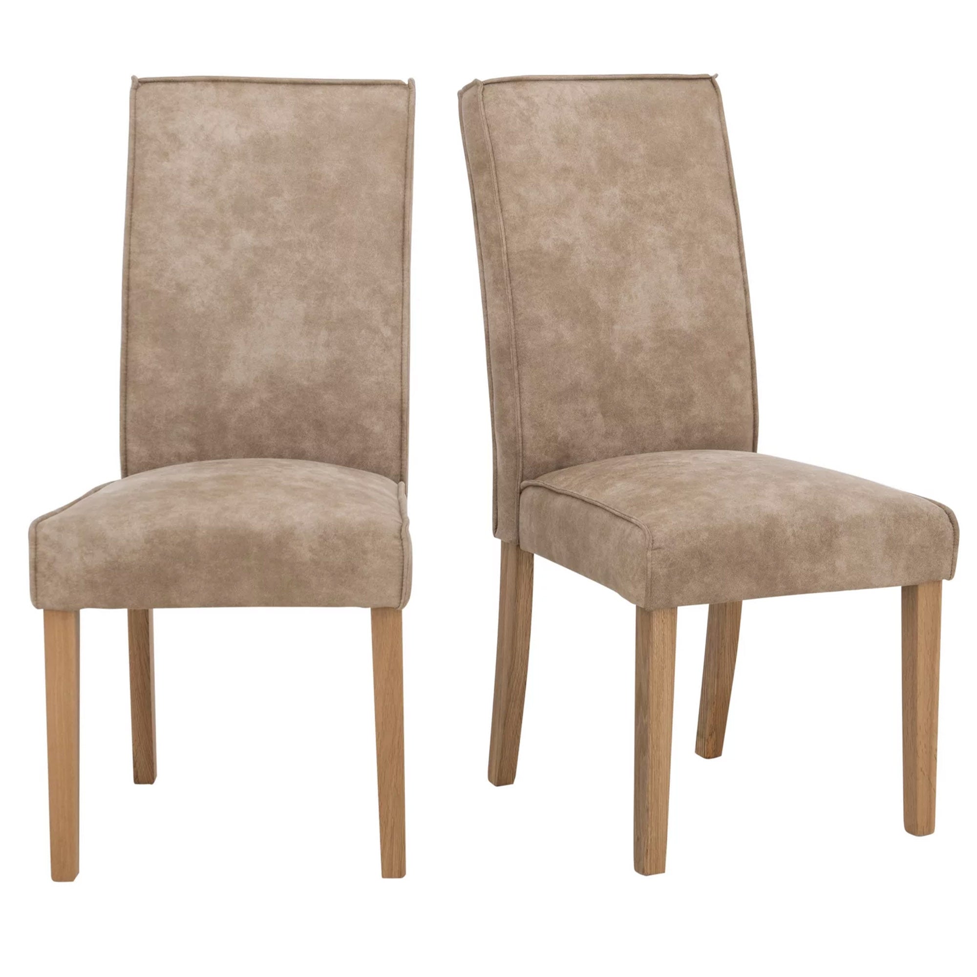 Beige Suede Wooden Dining Chair