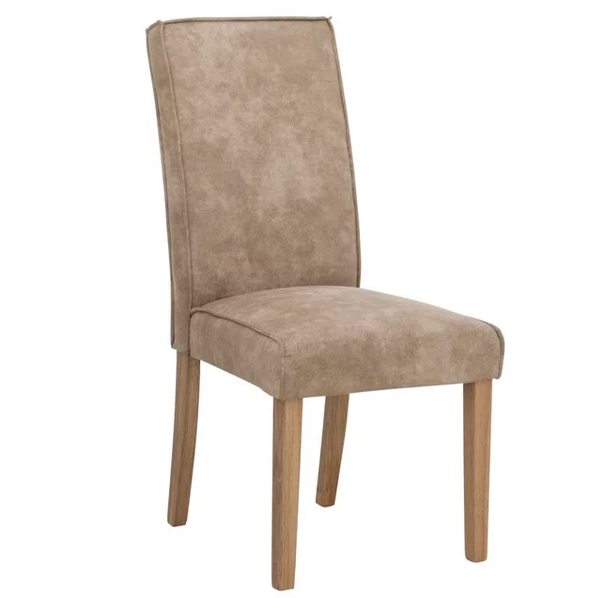 Beige Suede Wooden Dining Chair