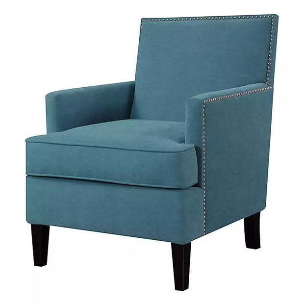 Teal Velvet Nail Trim Accent Chair