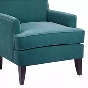 Teal Velvet Nail Trim Accent Chair