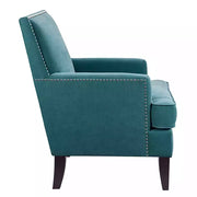 Teal Velvet Nail Trim Accent Chair